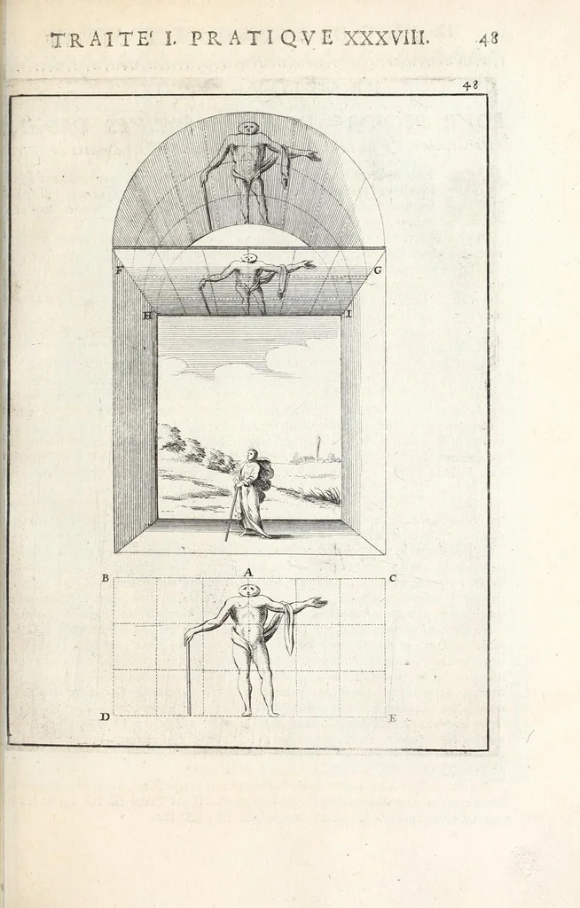 An illustration from La perspectiue pratique : necessaire a tous peintres, graueurs, sculpteurs, architectes, orfeures, brodeurs, tapissiers, et autres qui se meslent de desseigner, 1647, leaf 147