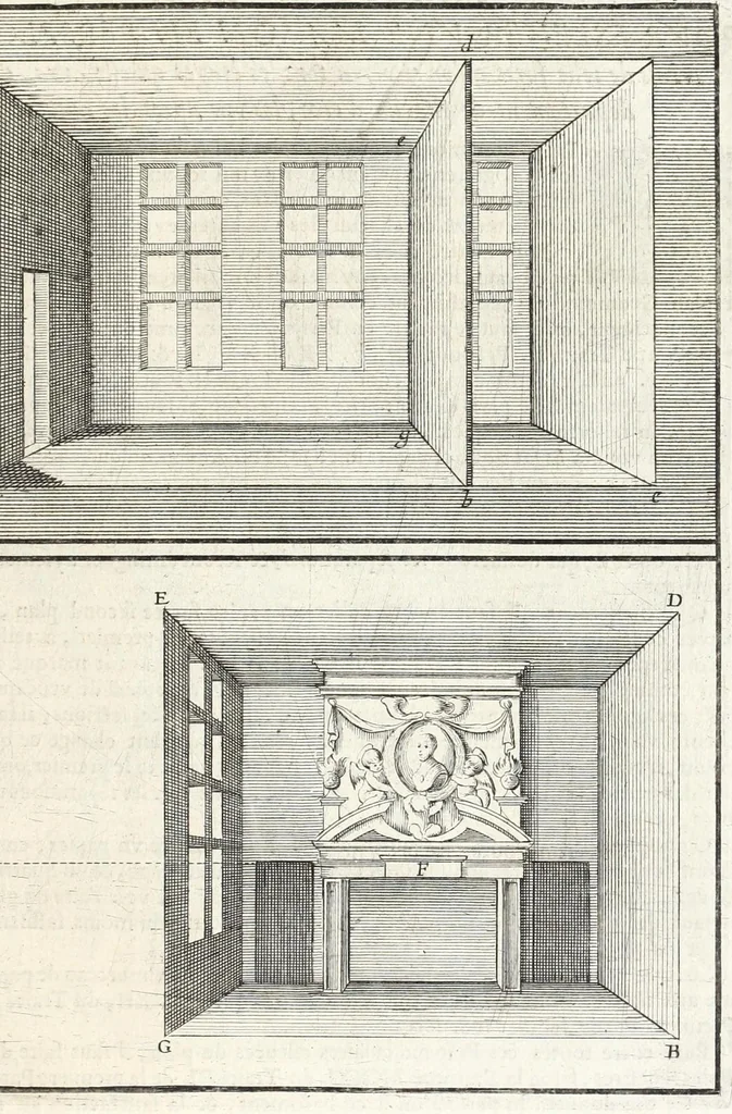 An illustration from La perspectiue pratique : necessaire a tous peintres, graueurs, sculpteurs, architectes, orfeures, brodeurs, tapissiers, et autres qui se meslent de desseigner, 1647, leaf 243