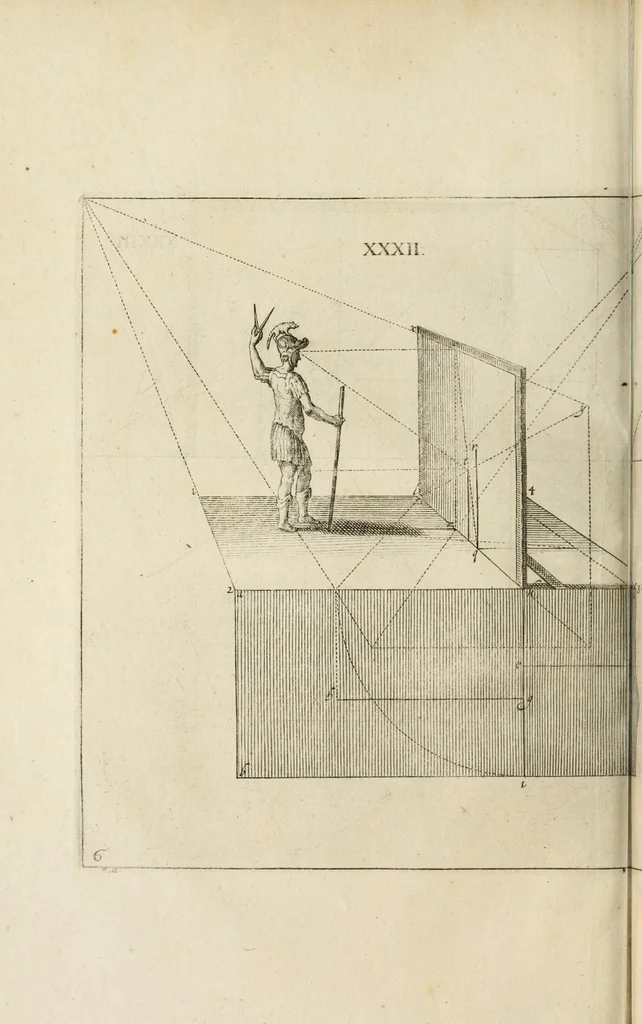 An illustration from La perspective, contenant tant la theorie que la practique et instruction fondamentale d'icelle : remise en volume plus commode qu'auparavant : avec un grand nombre de figures en taille douce, pour tant mieux faciliter et amplifier tout ce qui est de requis en ceste science, 1638, leaf 118