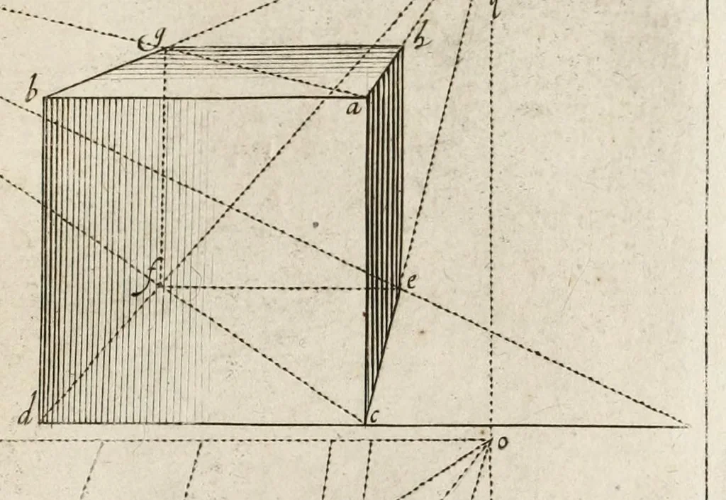 An illustration from La perspective, contenant tant la theorie que la practique et instruction fondamentale d'icelle : remise en volume plus commode qu'auparavant : avec un grand nombre de figures en taille douce, pour tant mieux faciliter et amplifier tout ce qui est de requis en ceste science, 1638, leaf 191