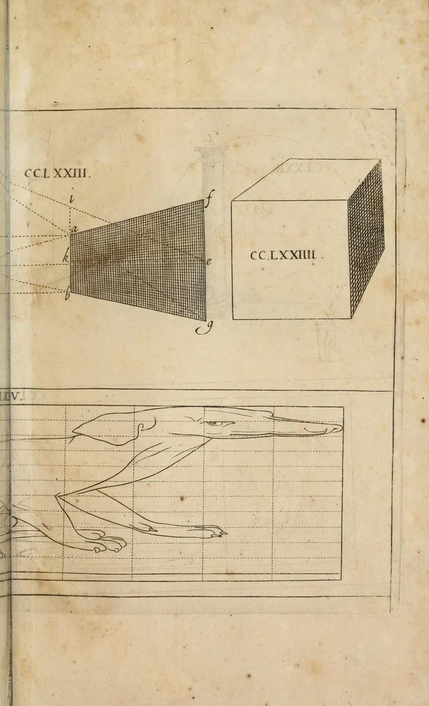 An illustration from La perspective, contenant tant la theorie que la practique et instruction fondamentale d'icelle : remise en volume plus commode qu'auparavant : avec un grand nombre de figures en taille douce, pour tant mieux faciliter et amplifier tout ce qui est de requis en ceste science, 1638, leaf 415