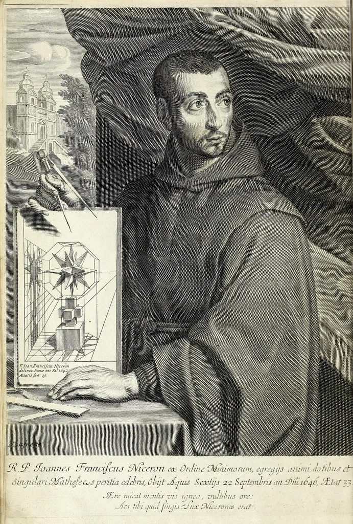 An illustration from La perspective cvrievse dv reverend P. Niceron, minime, divisée en qvatre livres. Avec L'optiqve et la catoptriqve du R. P. Mersenne ... mise en lumiere aprés la mort de l'autheur ..., 1663, leaf 20