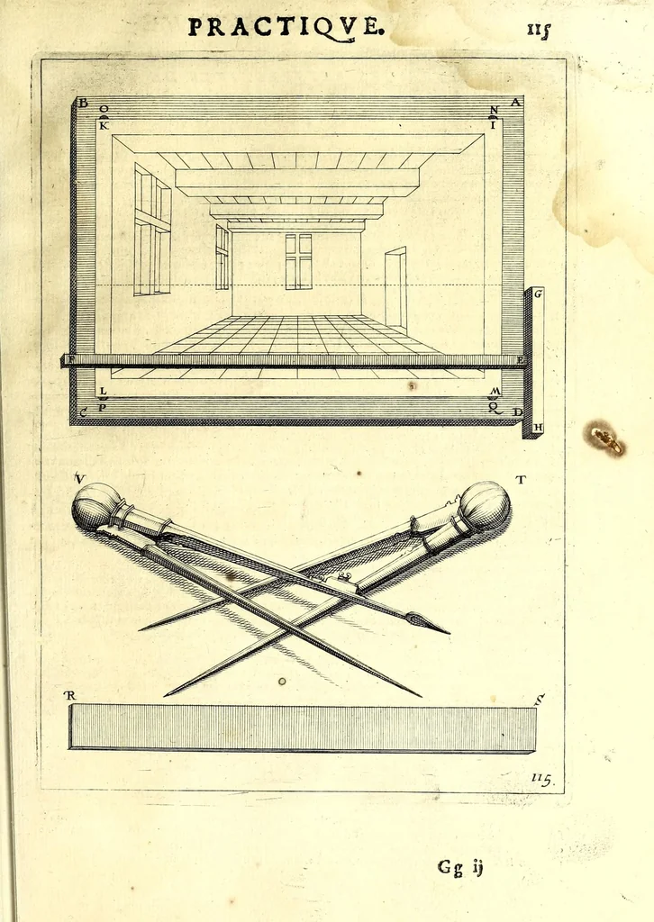 An illustration from La perspective practiqve : necessaire a tovs peintres, gravevrs, scvlptevrs, architectes, orfevres, brodevrs, tapissiers, & autres se seruans du dessein, 1642, leaf 261