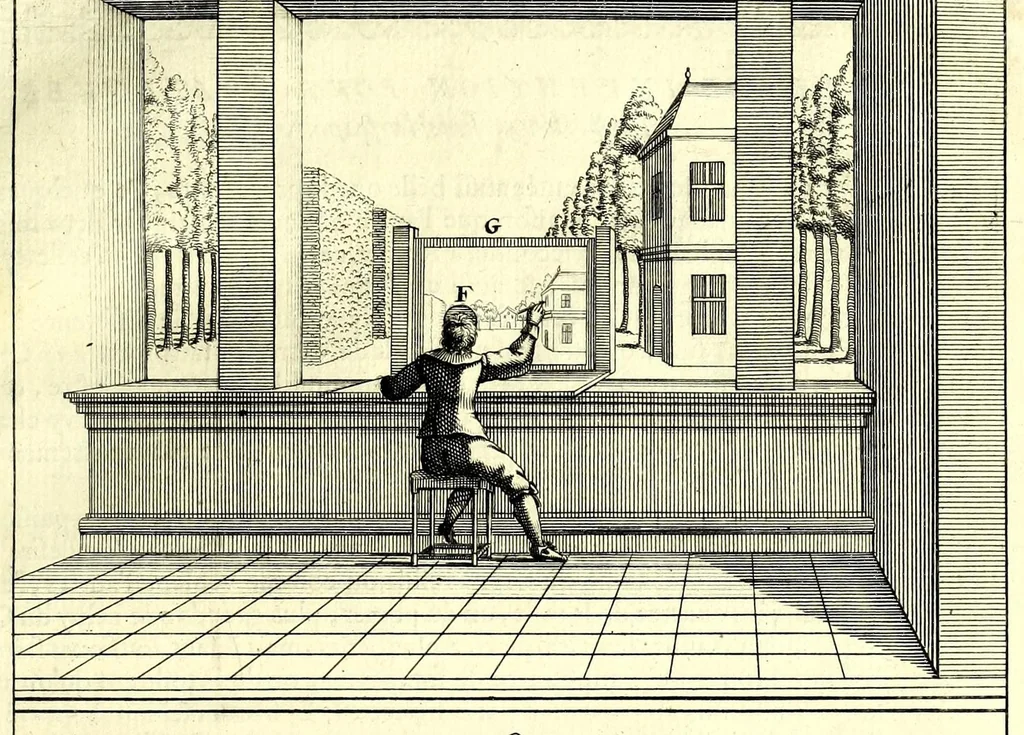An illustration from La perspective practiqve : necessaire a tovs peintres, gravevrs, scvlptevrs, architectes, orfevres, brodevrs, tapissiers, & autres se seruans du dessein, 1642, leaf 271