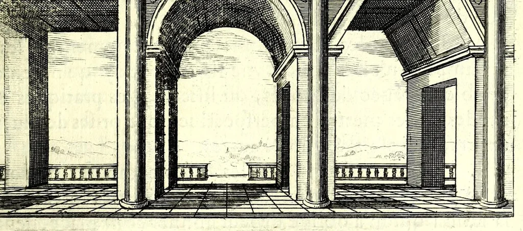 An illustration from La perspective pratiqve : necessaire a tovs peintres, graveurs, architectes, brodeurs, scvlpteurs, orfevres, tapissiers, et autres qui se meslent de desseigner, 1663, leaf 101