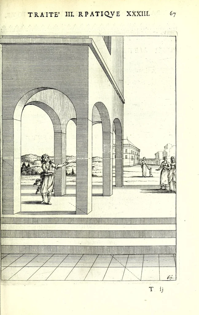 An illustration from La perspective pratiqve : necessaire a tovs peintres, graveurs, architectes, brodeurs, scvlpteurs, orfevres, tapissiers, et autres qui se meslent de desseigner, 1663, leaf 205