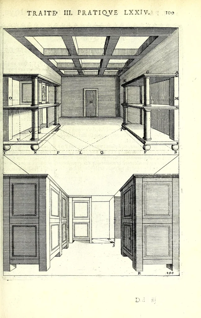An illustration from La perspective pratiqve : necessaire a tovs peintres, graveurs, architectes, brodeurs, scvlpteurs, orfevres, tapissiers, et autres qui se meslent de desseigner, 1663, leaf 271