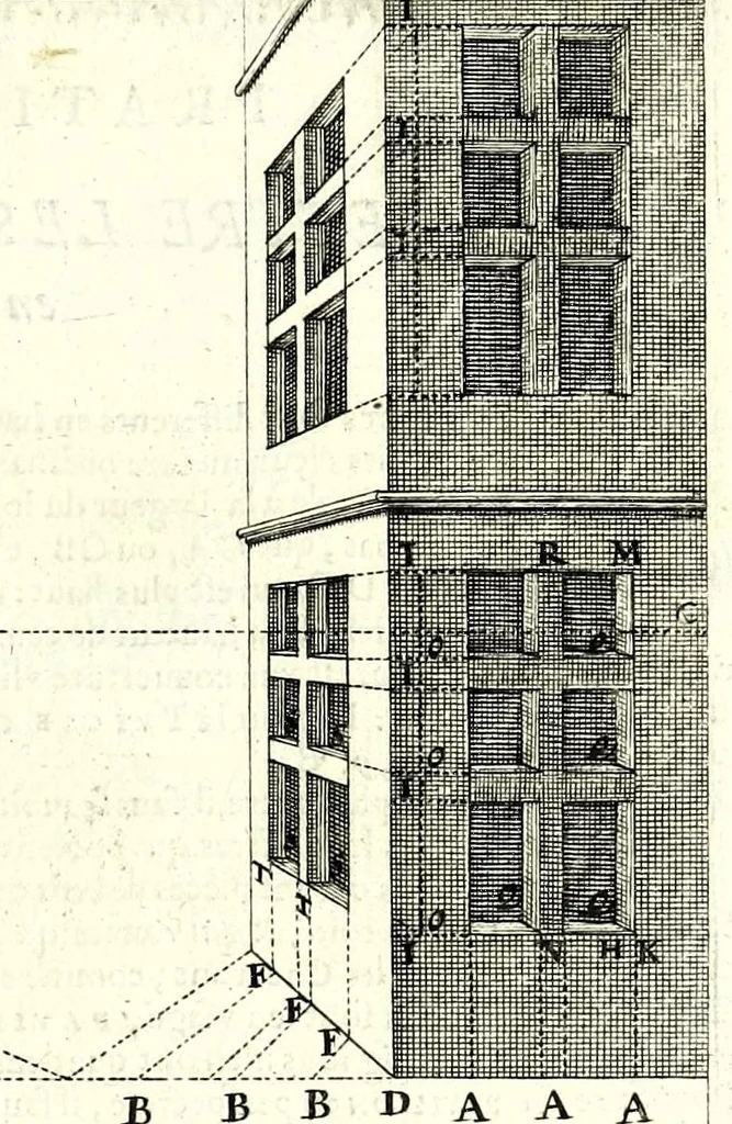 An illustration from La perspective pratiqve : necessaire a tovs peintres, graveurs, architectes, brodeurs, scvlpteurs, orfevres, tapissiers, et autres qui se meslent de desseigner, 1663, leaf 285
