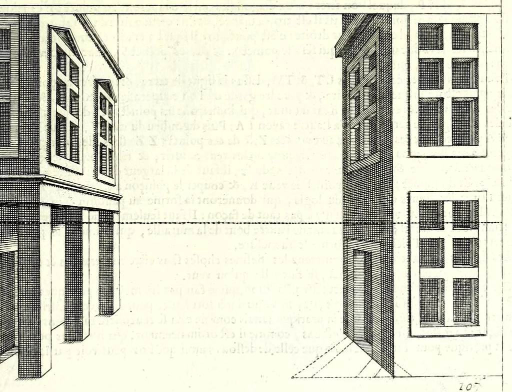 An illustration from La perspective pratiqve : necessaire a tovs peintres, graveurs, architectes, brodeurs, scvlpteurs, orfevres, tapissiers, et autres qui se meslent de desseigner, 1663, leaf 285