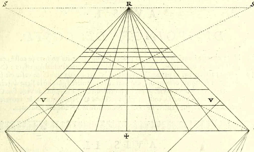 An illustration from La perspective pratiqve : necessaire a tovs peintres, graveurs, architectes, brodeurs, scvlpteurs, orfevres, tapissiers, et autres qui se meslent de desseigner, 1663, leaf 89