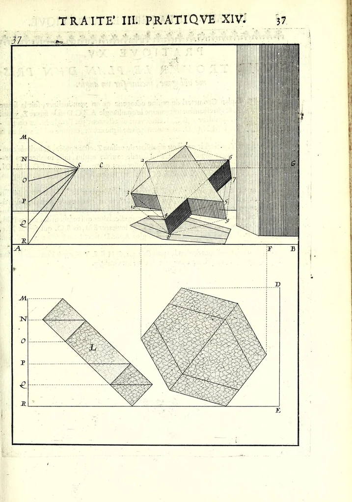An illustration from La perspective pratiqve : necessaire a tovs peintres, graveurs, architectes, brodeurs, scvlpteurs, orfevres, tapissiers, et autres qui se meslent de desseigner, 1663, leaf 109