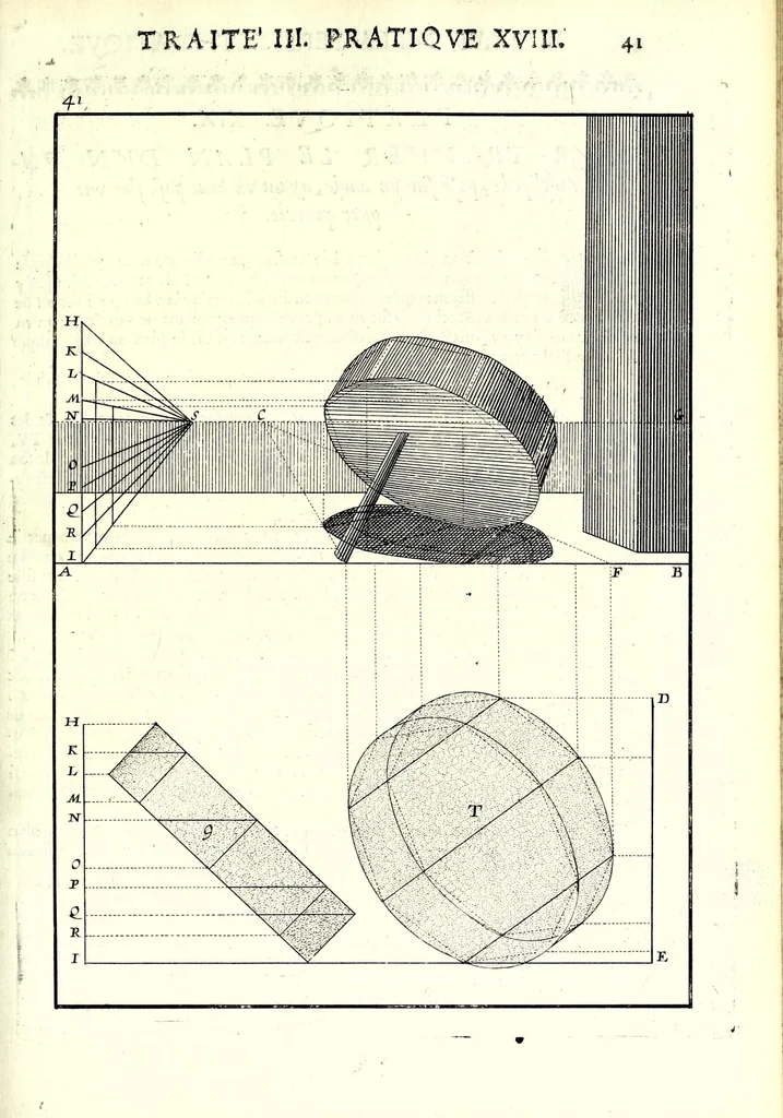 An illustration from La perspective pratiqve : necessaire a tovs peintres, graveurs, architectes, brodeurs, scvlpteurs, orfevres, tapissiers, et autres qui se meslent de desseigner, 1663, leaf 117