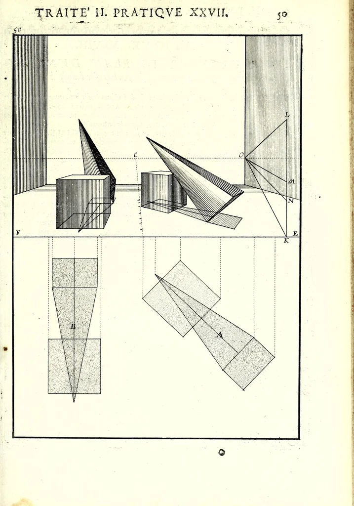 An illustration from La perspective pratiqve : necessaire a tovs peintres, graveurs, architectes, brodeurs, scvlpteurs, orfevres, tapissiers, et autres qui se meslent de desseigner, 1663, leaf 135