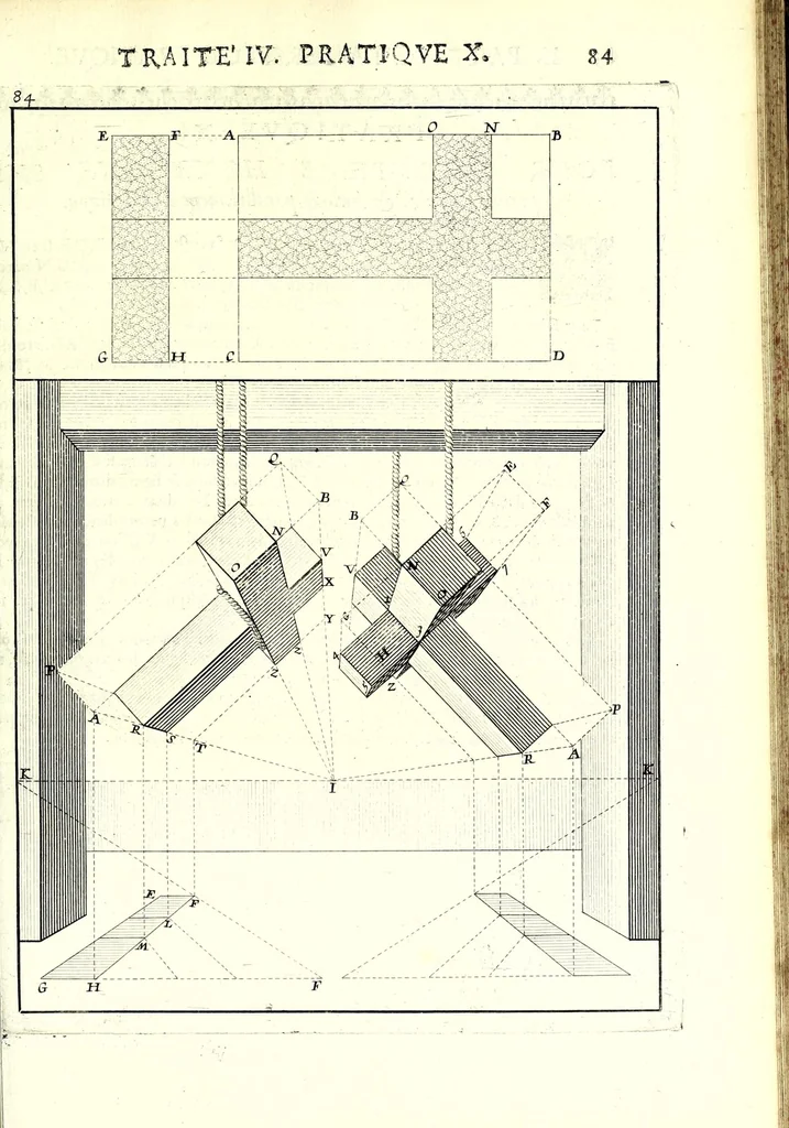 An illustration from La perspective pratiqve : necessaire a tovs peintres, graveurs, architectes, brodeurs, scvlpteurs, orfevres, tapissiers, et autres qui se meslent de desseigner, 1663, leaf 205