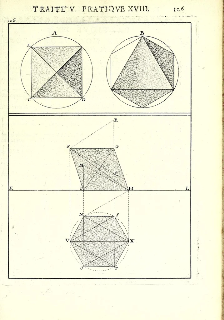 An illustration from La perspective pratiqve : necessaire a tovs peintres, graveurs, architectes, brodeurs, scvlpteurs, orfevres, tapissiers, et autres qui se meslent de desseigner, 1663, leaf 251