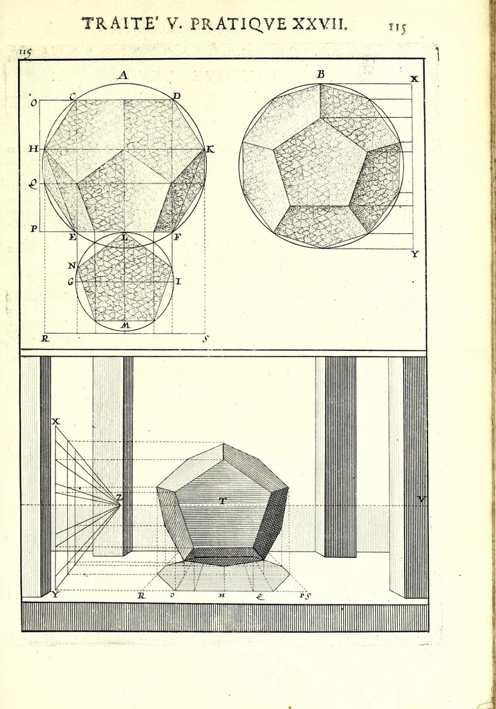 An illustration from La perspective pratiqve : necessaire a tovs peintres, graveurs, architectes, brodeurs, scvlpteurs, orfevres, tapissiers, et autres qui se meslent de desseigner, 1663, leaf 269
