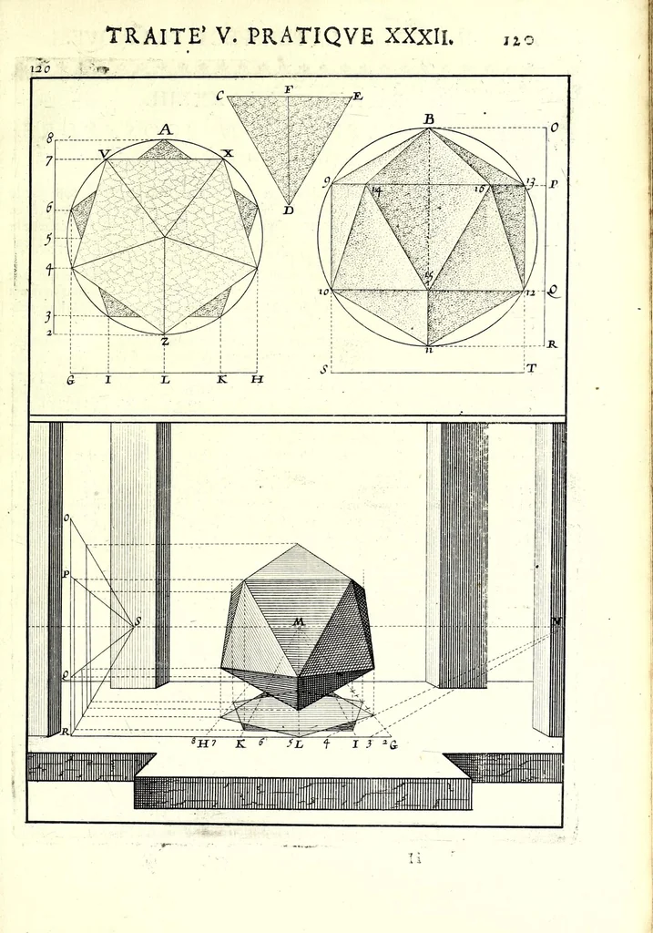 An illustration from La perspective pratiqve : necessaire a tovs peintres, graveurs, architectes, brodeurs, scvlpteurs, orfevres, tapissiers, et autres qui se meslent de desseigner, 1663, leaf 279