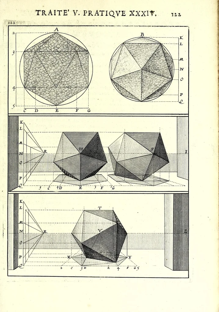 An illustration from La perspective pratiqve : necessaire a tovs peintres, graveurs, architectes, brodeurs, scvlpteurs, orfevres, tapissiers, et autres qui se meslent de desseigner, 1663, leaf 283