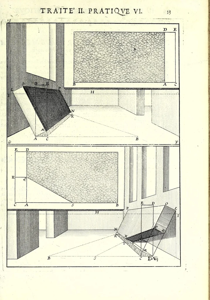 An illustration from La perspective pratiqve : necessaire a tovs peintres, graveurs, architectes, brodeurs, scvlpteurs, orfevres, tapissiers, et autres qui se meslent de desseigner, 1663, leaf 59