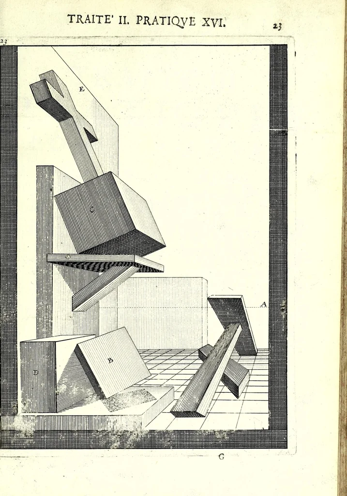 An illustration from La perspective pratiqve : necessaire a tovs peintres, graveurs, architectes, brodeurs, scvlpteurs, orfevres, tapissiers, et autres qui se meslent de desseigner, 1663, leaf 79