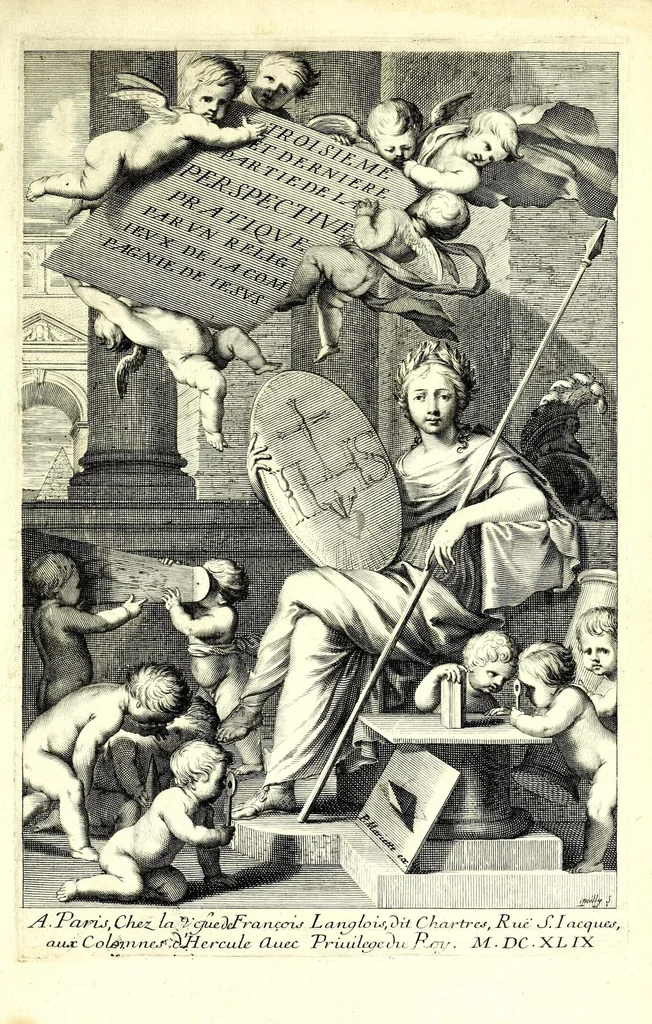 An illustration from La perspective pratiqve : necessaire a tovs peintres, graveurs, architectes, brodeurs, scvlpteurs, orfevres, tapissiers, et autres qui se meslent de desseigner, 1663, leaf 11