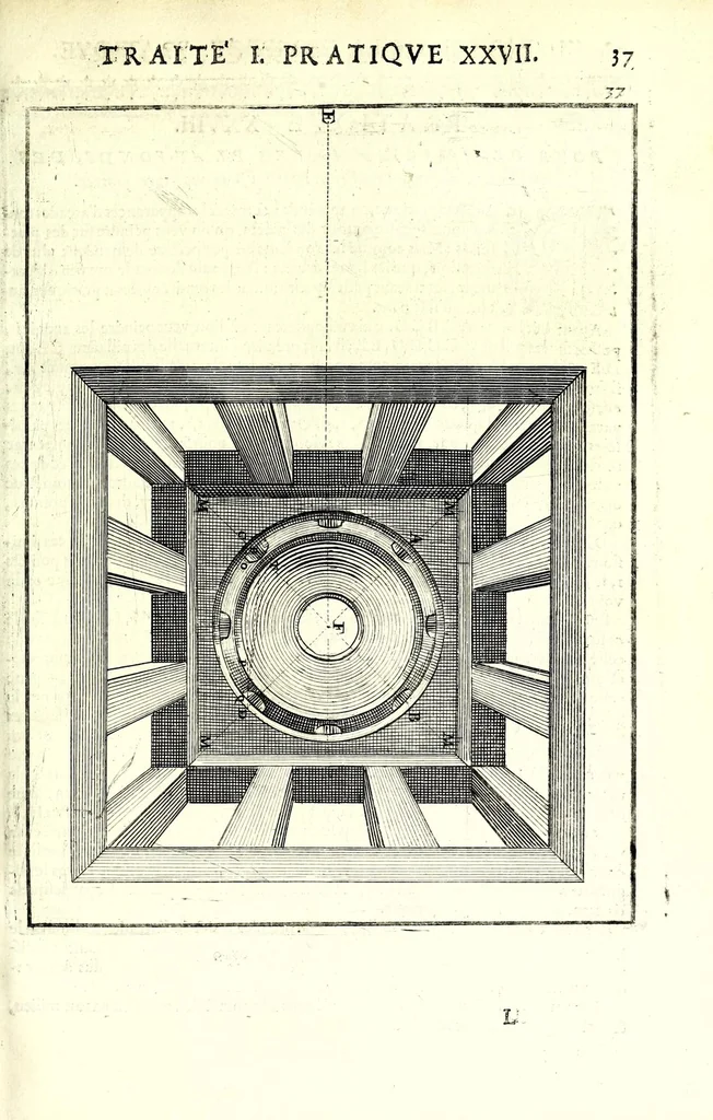 An illustration from La perspective pratiqve : necessaire a tovs peintres, graveurs, architectes, brodeurs, scvlpteurs, orfevres, tapissiers, et autres qui se meslent de desseigner, 1663, leaf 125