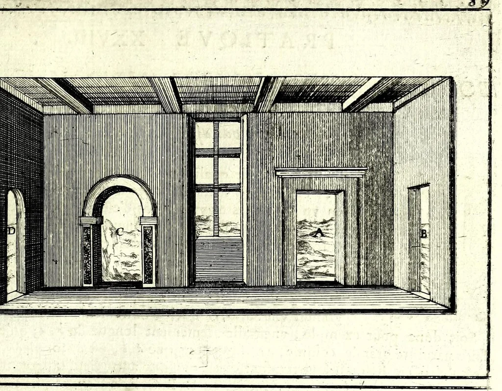 An illustration from La perspective pratiqve : necessaire a tovs peintres, graveurs, architectes, brodeurs, scvlpteurs, orfevres, tapissiers, et autres qui se meslent de desseigner, 1663, leaf 241