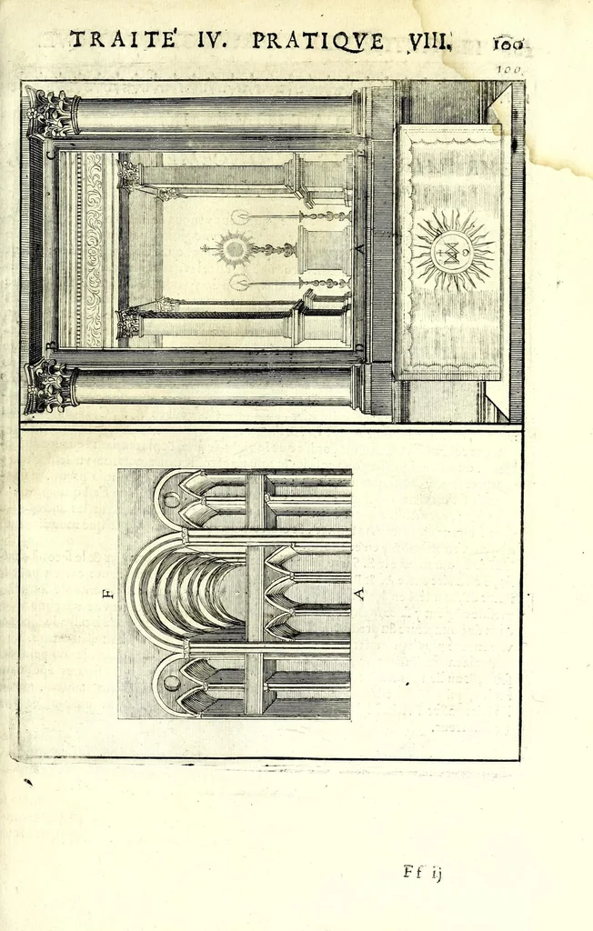 An illustration from La perspective pratiqve : necessaire a tovs peintres, graveurs, architectes, brodeurs, scvlpteurs, orfevres, tapissiers, et autres qui se meslent de desseigner, 1663, leaf 271