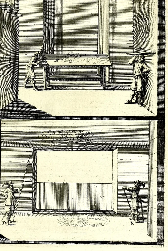 An illustration from La perspective pratiqve : necessaire a tovs peintres, graveurs, architectes, brodeurs, scvlpteurs, orfevres, tapissiers, et autres qui se meslent de desseigner, 1663, leaf 301