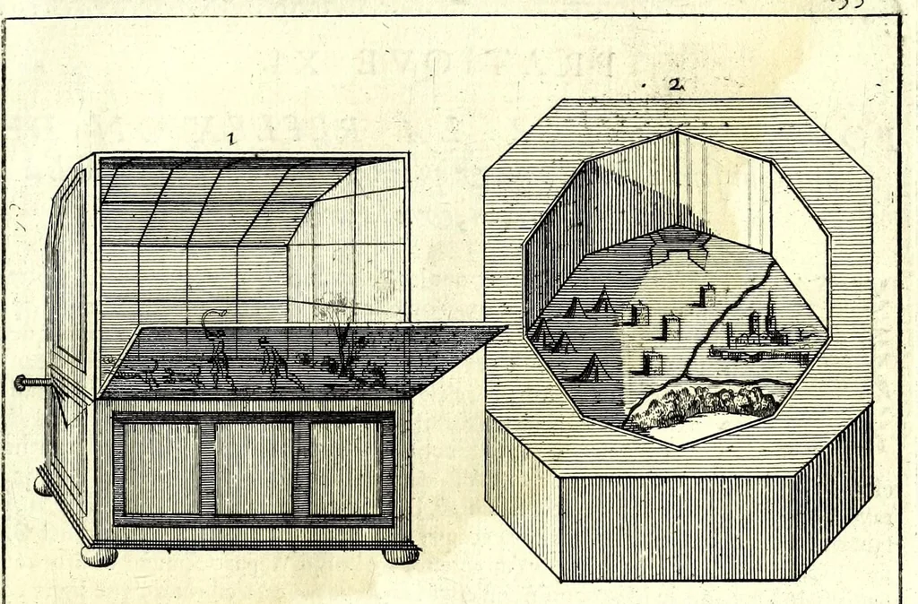 An illustration from La perspective pratiqve : necessaire a tovs peintres, graveurs, architectes, brodeurs, scvlpteurs, orfevres, tapissiers, et autres qui se meslent de desseigner, 1663, leaf 351