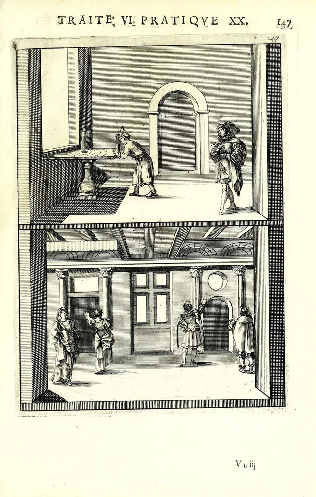 An illustration from La perspective pratiqve : necessaire a tovs peintres, graveurs, architectes, brodeurs, scvlpteurs, orfevres, tapissiers, et autres qui se meslent de desseigner, 1663, leaf 385