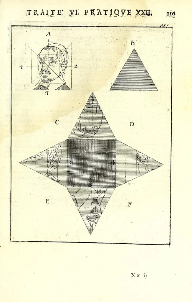 An illustration from La perspective pratiqve : necessaire a tovs peintres, graveurs, architectes, brodeurs, scvlpteurs, orfevres, tapissiers, et autres qui se meslent de desseigner, 1663, leaf 391