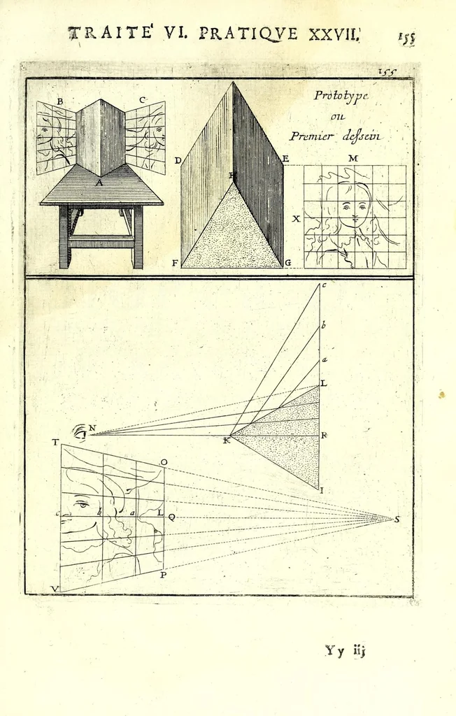 An illustration from La perspective pratiqve : necessaire a tovs peintres, graveurs, architectes, brodeurs, scvlpteurs, orfevres, tapissiers, et autres qui se meslent de desseigner, 1663, leaf 401