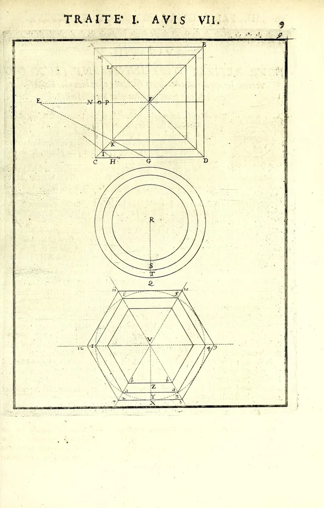 An illustration from La perspective pratiqve : necessaire a tovs peintres, graveurs, architectes, brodeurs, scvlpteurs, orfevres, tapissiers, et autres qui se meslent de desseigner, 1663, leaf 67