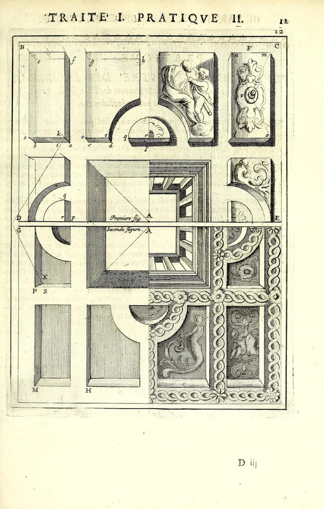 An illustration from La perspective pratiqve : necessaire a tovs peintres, graveurs, architectes, brodeurs, scvlpteurs, orfevres, tapissiers, et autres qui se meslent de desseigner, 1663, leaf 73