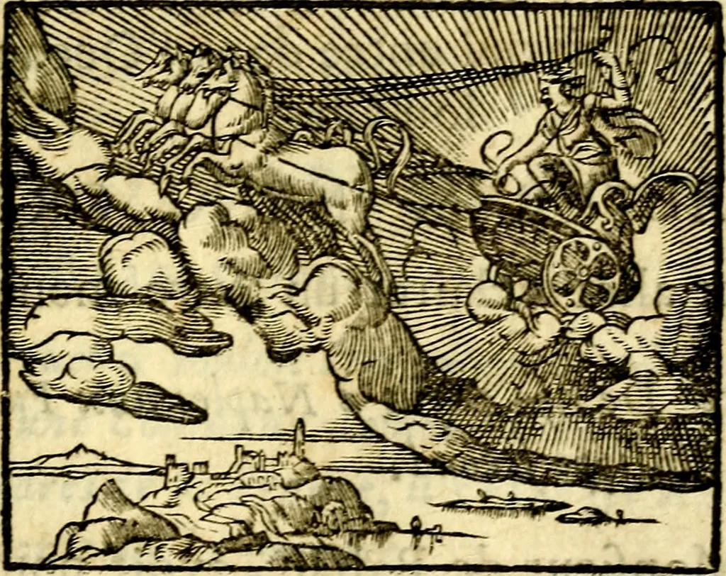 An illustration from La philosophie des images : composée d'un ample recueil de devises, & du jugement de tous les ouvrages qui ont êté faits sur cette matiere, 1682, leaf 424
