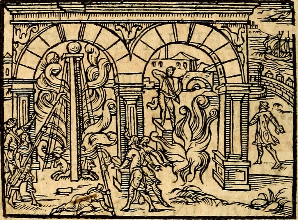 An illustration from La philosophie des images : composée d'un ample recueil de devises, & du jugement de tous les ouvrages qui ont êté faits sur cette matiere, 1682, leaf 113