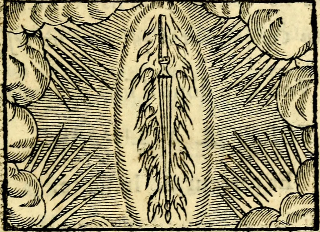 An illustration from La philosophie des images : composée d'un ample recueil de devises, & du jugement de tous les ouvrages qui ont êté faits sur cette matiere, 1682, leaf 14