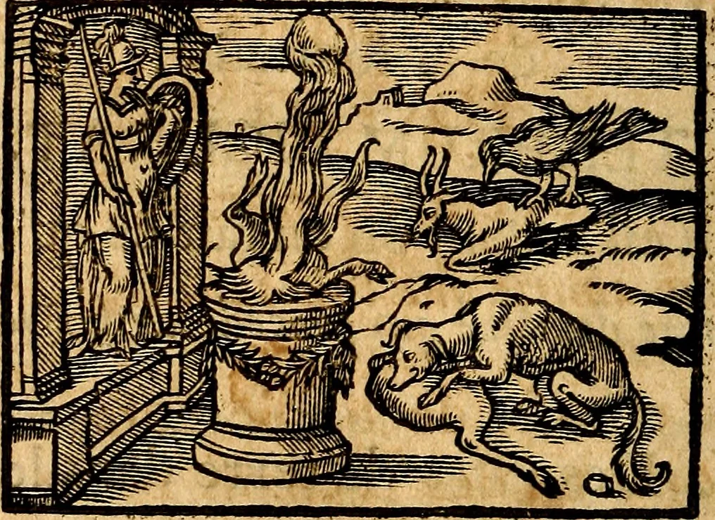 An illustration from La philosophie des images : composée d'un ample recueil de devises, & du jugement de tous les ouvrages qui ont êté faits sur cette matiere, 1682, leaf 163