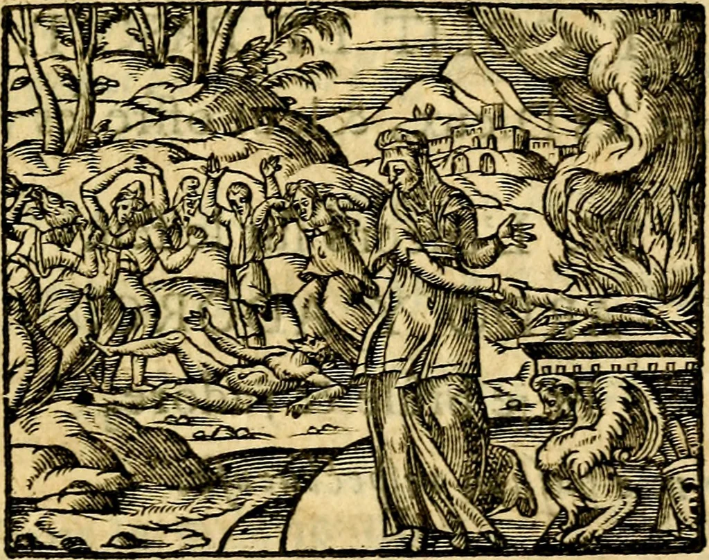 An illustration from La philosophie des images : composée d'un ample recueil de devises, & du jugement de tous les ouvrages qui ont êté faits sur cette matiere, 1682, leaf 214
