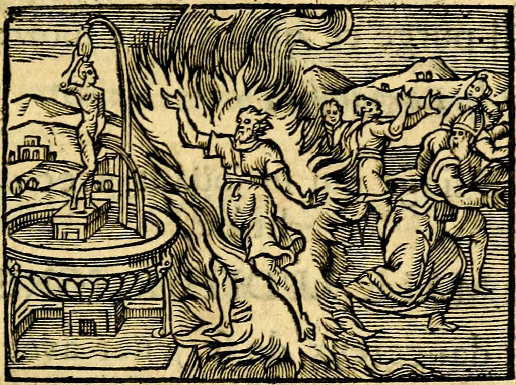 An illustration from La philosophie des images : composée d'un ample recueil de devises, & du jugement de tous les ouvrages qui ont êté faits sur cette matiere, 1682, leaf 220