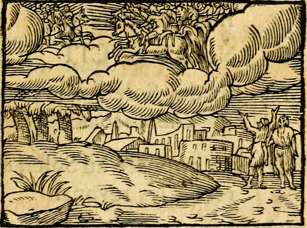 An illustration from La philosophie des images : composée d'un ample recueil de devises, & du jugement de tous les ouvrages qui ont êté faits sur cette matiere, 1682, leaf 238