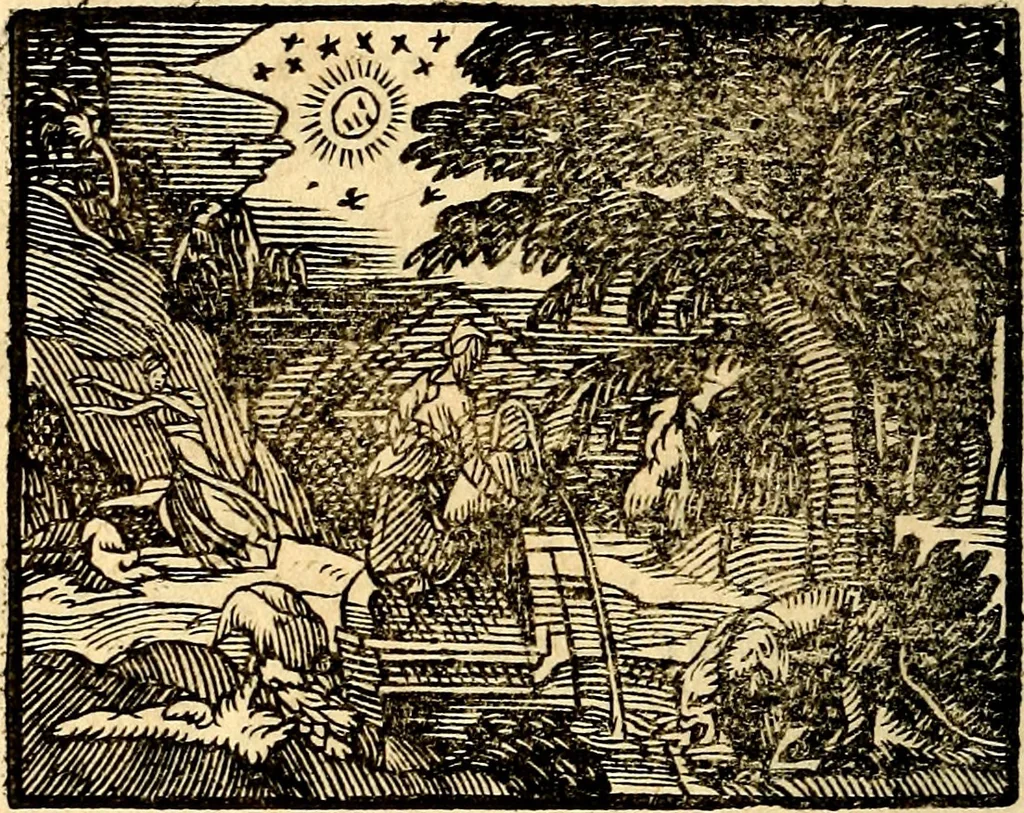 An illustration from La philosophie des images : composée d'un ample recueil de devises, & du jugement de tous les ouvrages qui ont êté faits sur cette matiere, 1682, leaf 471