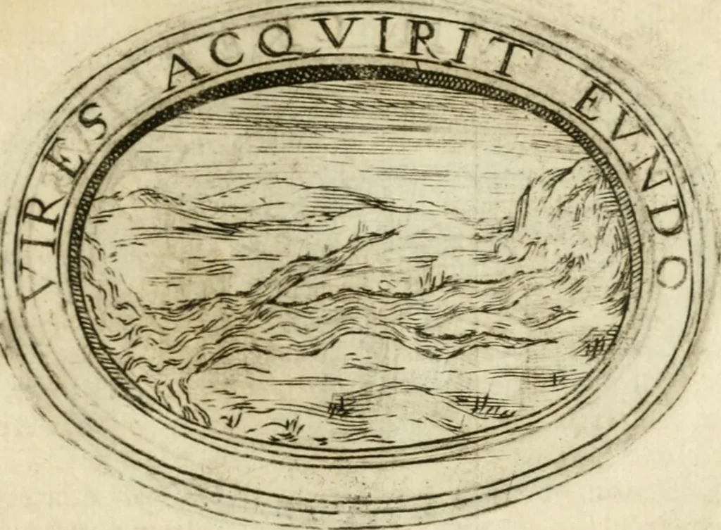 An illustration from La prima parte dell'imprese di Scipion Bargagli : doue, doppo tutte l'opere cosi a penna, come a stampa, ch'egli ha potuto vedere di coloro, che della materia dell'imprese hanno parlato, della vera natura di quelle si ragiona, 1578, leaf 32