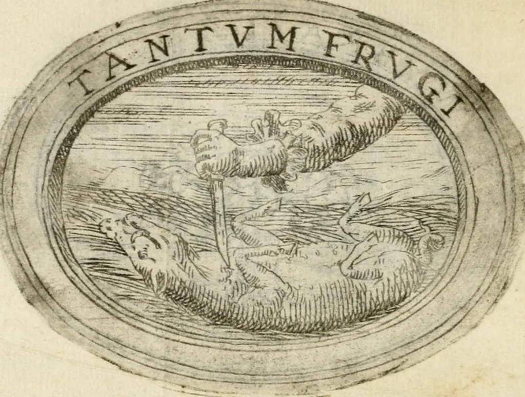 An illustration from La prima parte dell'imprese di Scipion Bargagli : doue, doppo tutte l'opere cosi a penna, come a stampa, ch'egli ha potuto vedere di coloro, che della materia dell'imprese hanno parlato, della vera natura di quelle si ragiona, 1578, leaf 35