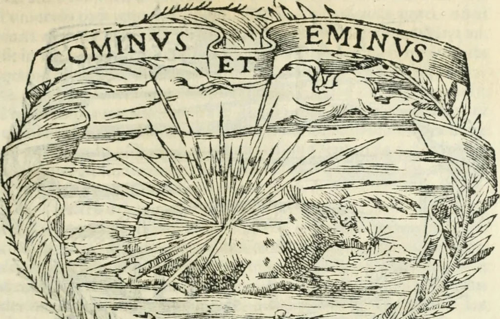 An illustration from La prima parte dell'imprese di Scipion Bargagli : doue, doppo tutte l'opere cosi a penna, come a stampa, ch'egli ha potuto vedere di coloro, che della materia dell'imprese hanno parlato, della vera natura di quelle si ragiona, 1578, leaf 44