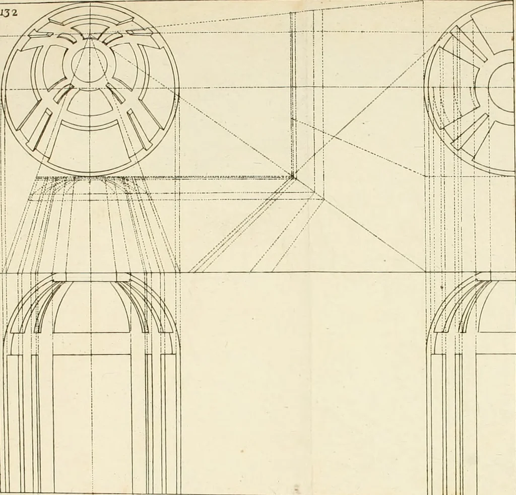 An illustration from La prospettiva pratica : delineata in tavole a norma della seconda regola, 1744, leaf 134