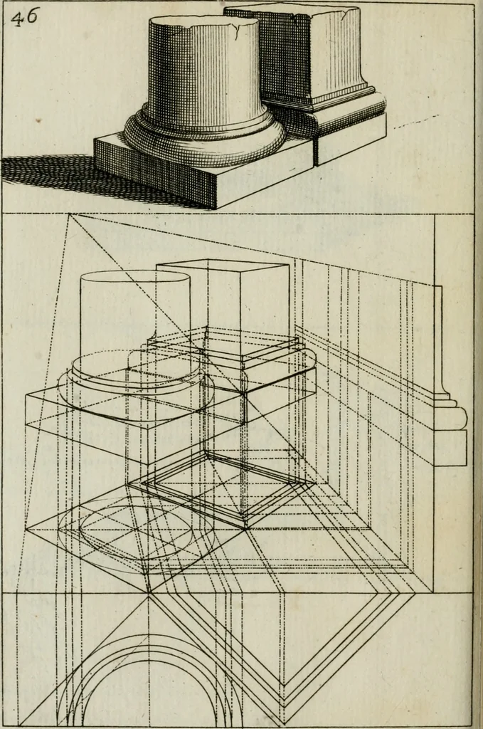 An illustration from La prospettiva pratica : delineata in tavole a norma della seconda regola, 1744, leaf 49