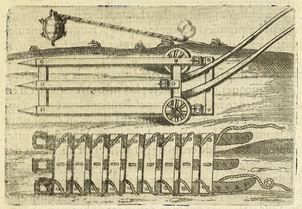 An illustration from La pyrotechnie de Hanzelet lorrain, ou sont representez les plus rares & plus appreuuez secrets des machines & des feux artificiels, propres pour assieger, battre, surprende & deffendre toutes places, 1630, leaf 123