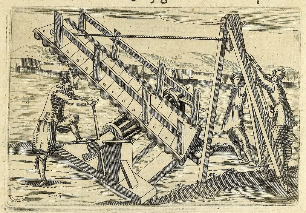 An illustration from La pyrotechnie de Hanzelet lorrain, ou sont representez les plus rares & plus appreuuez secrets des machines & des feux artificiels, propres pour assieger, battre, surprende & deffendre toutes places, 1630, leaf 139